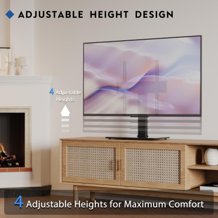 Suport TV cu stand Bontec® pentru televizor plat si curbat 24-60 inch, suporta greutate pana la 45 kg, VESA pana la 400 x 400 mm, masa, birou, comoda, inaltime ajustabila, prinderi din otel, multifunc [3]