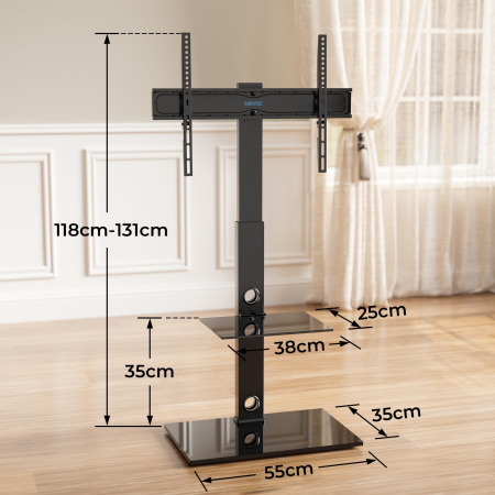 Suport TV cu stand Bontec® pentru televizor plat si curbat 30–70 inch, 40 kg, VESA 600x400, inaltime ajustabila, multifunctional. [6]