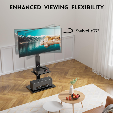 Suport TV cu stand Bontec® pentru televizor plat si curbat 30–70 inch, 40 kg, VESA 600x400, inaltime ajustabila, multifunctional. [3]
