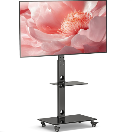 Suporturi TV - Suport TV cu stand Bontec® pentru televizor plat si curbat 30–70 inch, cu roti 360°, 40 kg, VESA 600x400, inaltime ajustabila, multifunctional.
