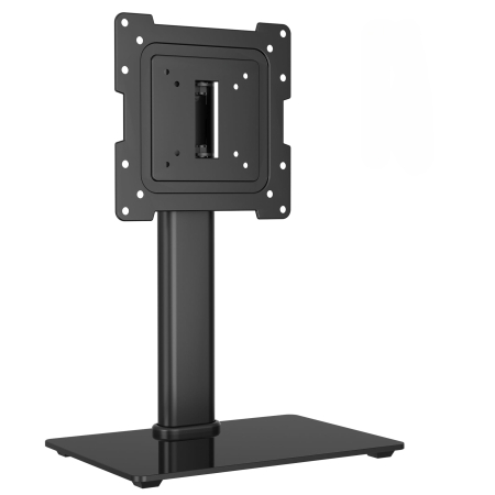 Suporturi TV - Suport TV de birou Bontec® 17–43 inch, VESA până la 200x200, rotire ±50°, 3 niveluri reglare înălțime, bază sticlă securizată, până la 45 kg, negru.