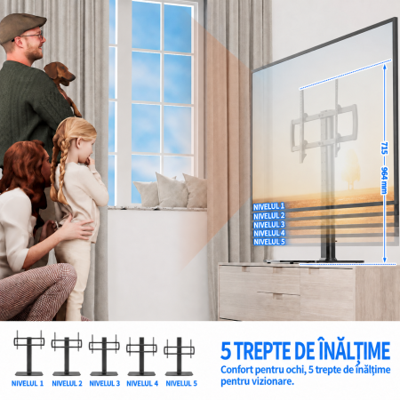Suport TV de Masa 40-86 inch, Rotire 110°, 60 kg, VESA 600x400 [4]