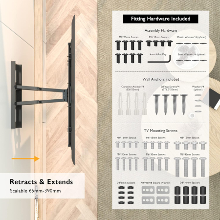Suport TV de perete universal reglabil 32–80", pana la 60 kg, brat dublu extensibil si inclinabil [5]