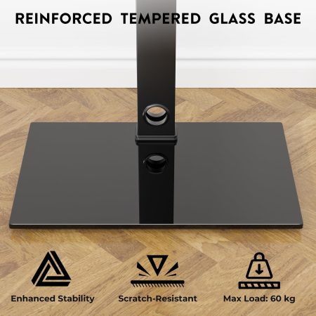 Suport TV pentru televizor 30-70 inch Bontec®, plat si curbat, cu sticla securizata, suporta greutate pana la 40 kg, VESA pana la 600 x 400 mm, brat pivotant, inaltime ajustabila, prinderi din otel, multifunctional [6]