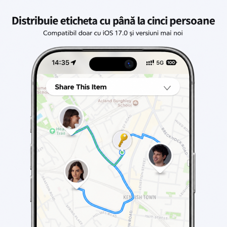 Tracker AirTag Bluetooth UGREEN® FineTrack compatibil Apple Find My (iOS), Set 4 buc, localizator obiecte cu baterie inlocuibila 2 ani, certificat Apple MFi [8]