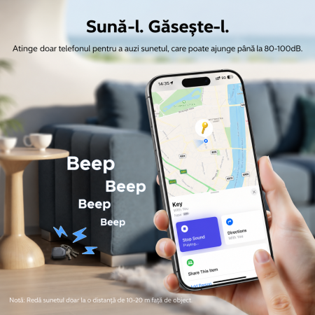Tracker AirTag Bluetooth UGREEN® FineTrack compatibil Apple Find My (iOS), Set 4 buc, localizator obiecte cu baterie inlocuibila 2 ani, certificat Apple MFi [5]