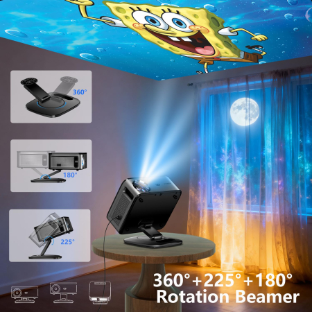 Proiector Smart XIWBSY 4K Google TV 2025, 1500 ANSI, Full HD 1080P, WiFi 6, Bluetooth 5.3, HDR10, Autofocus AI, Proiectie Tavan, Negru-Gri [6]