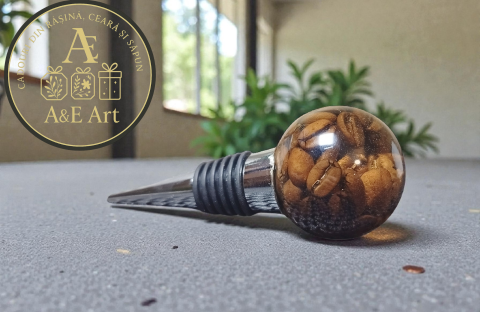 Idei Cadouri - Dop de vin artizanal „Aroma Cafelei” – din rășină premium și oțel inoxidabil