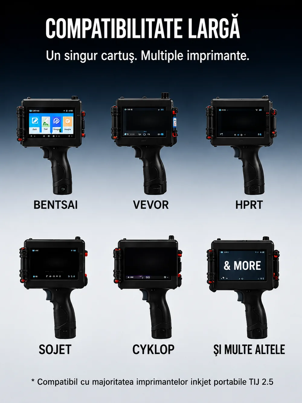 Imprimante inkjet portabile BENTSAI, VEVOR, HPRT, SOJET și CYKLOP compatibile cu cartușul TIJ 2.5