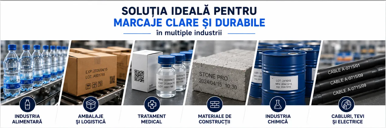 Imprimantă inkjet industrială pentru marcarea produselor și ambalajelor
