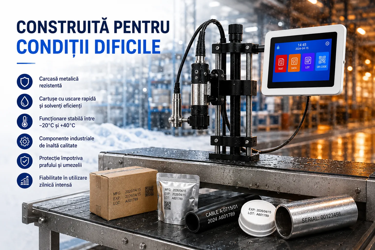 Imprimantă inkjet industrială pentru condiții dificile de lucru