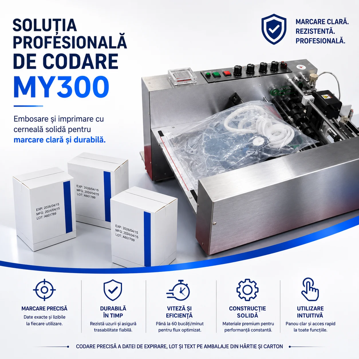 Imprimantă MY300 pentru codarea datei de expirare pe ambalaje din hârtie și carton