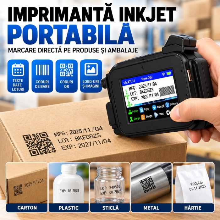 Imprimantă inkjet portabilă cu touchscreen 2,4 inch pentru marcarea produselor și ambalajelor [8]