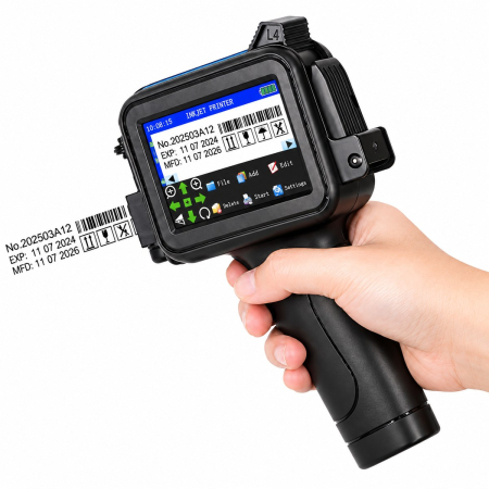 Coduri de bare - Imprimantă inkjet portabilă cu mâner ergonomic și touchscreen 2,4 inch pentru marcarea produselor și ambalajelor