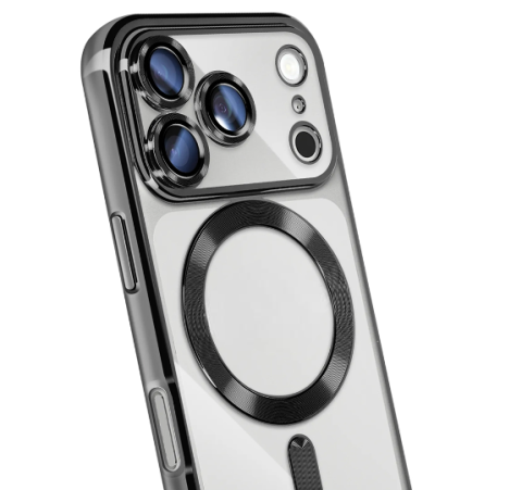 iPhone 17 Pro - Husă clear cu margini colorate compatibilă cu iPhone 17 Pro, Negru