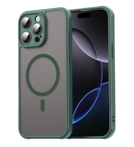 iPhone 15 Pro Max - Husă MagSafe frosted compatibilă cu iPhone 15 Pro Max, Verde Închis