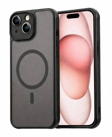 iPhone 15 - Husă MagSafe frosted compatibilă cu iPhone 15, Negru