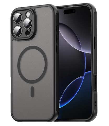 iPhone 16 Pro Max - Husă MagSafe frosted compatibilă cu iPhone 16 Pro Max, Negru