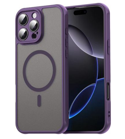 iPhone 16 Pro Max - Husă MagSafe frosted compatibilă cu iPhone 16 Pro Max, Mov