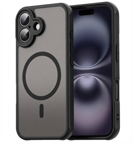 iPhone 16 - Husă MagSafe frosted compatibilă cu iPhone 16, Negru