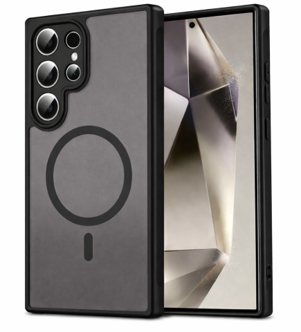 Samsung - Husă MagSafe frosted compatibilă cu Samsung Galaxy S24 Ultra, Negru