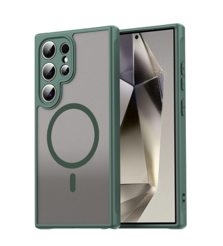 S25 Ultra - Husă MagSafe frosted compatibilă cu Samsung Galaxy S25 Ultra, Verde Închis