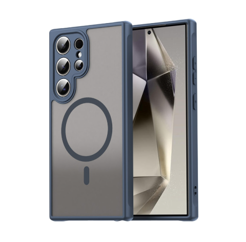 S25 Ultra - Husă MagSafe frosted compatibilă cu Samsung Galaxy S25 Ultra, Bleumarin