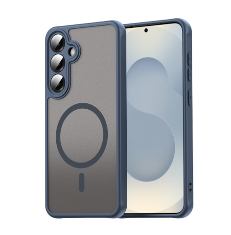 S25 - Husă MagSafe frosted compatibilă cu Samsung Galaxy S25, Bleumarin