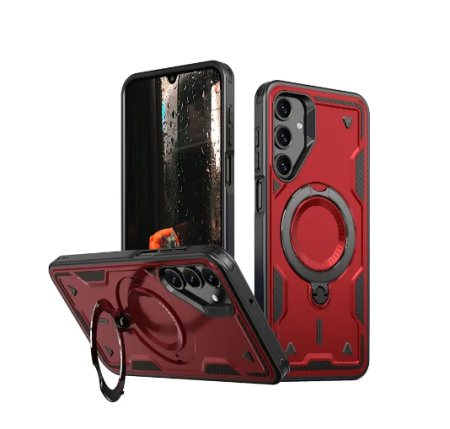 Samsung - Husă tip armură compatibilă cu Samsung S24/S25, Roșu