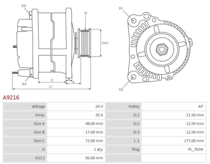 Alternator 24V 35A, potrivit pentru Fiat [5]