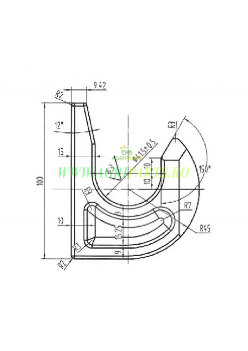 Carlig sudabil otel forjat, pentru bolt M40, potrivit pentru incarcator frontal [2]