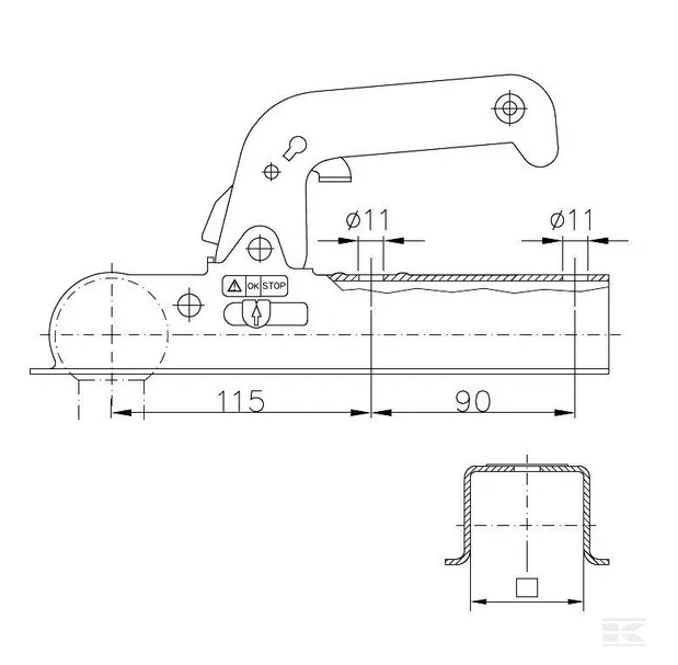 Cuplaj cu bila tractare WW 8-E, sarcina max. 800 kg, ax 50 mm [2]