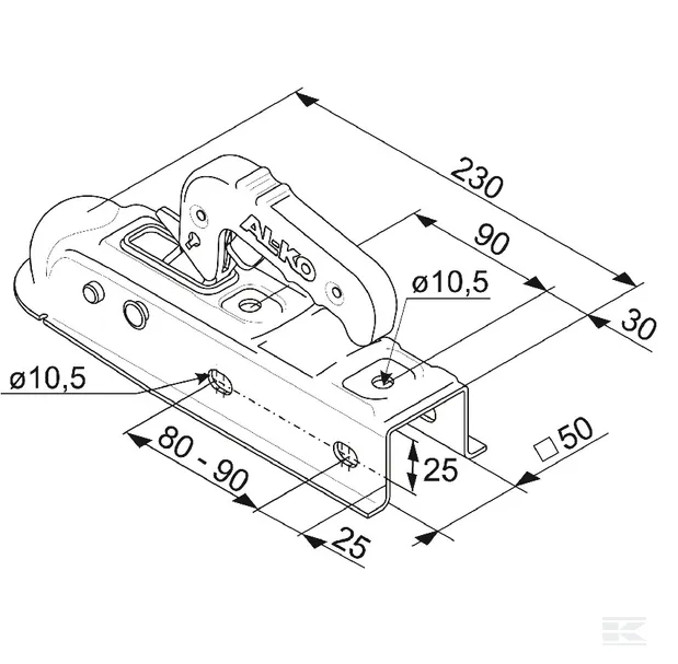 Cuplaj cu cap sferic AK7VD Plus, sarcina max. 750 Kg, ax 50 mm [2]