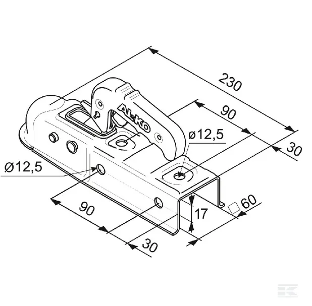 Cuplaj remorcare cu cap sferic AK7E Plus, sarcina max. 750 kg, ax 60 mm [3]