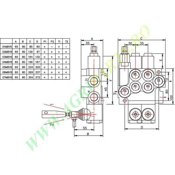 Distribuitor hidraulic cu o maneta MBV5 A2(G3/8)KZ1 [4]