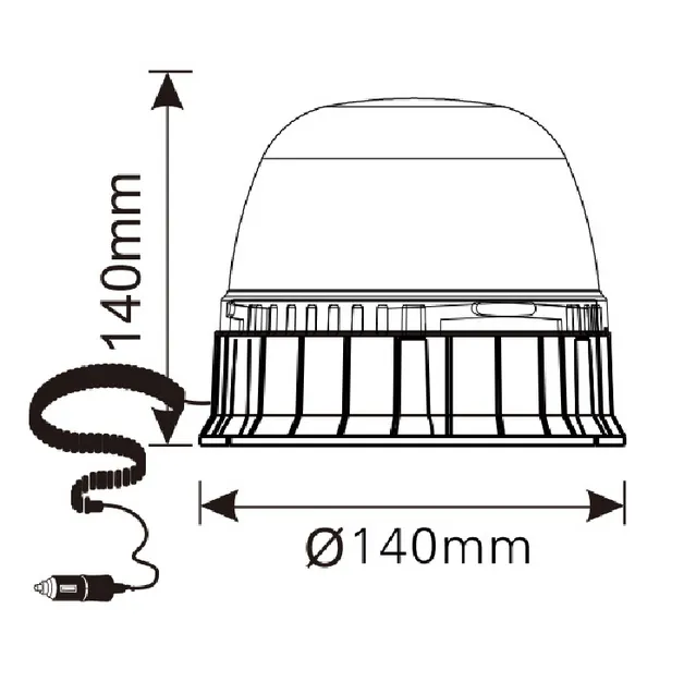 Girofar LED, magnetic, cu mufa EMC, 12/24V 8W, galben [3]