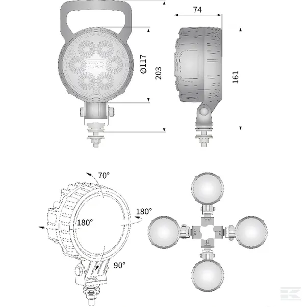 Lampa de lucru LED 24W 1500lm rotunda 10/30V diametru 117mm tip spot 6 LED-uri [6]
