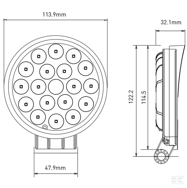 Lampa de lucru LED 36W 2850lm rotunda 10/30V diametru 113,9mm tip flood 18 LED-u[...] [4]