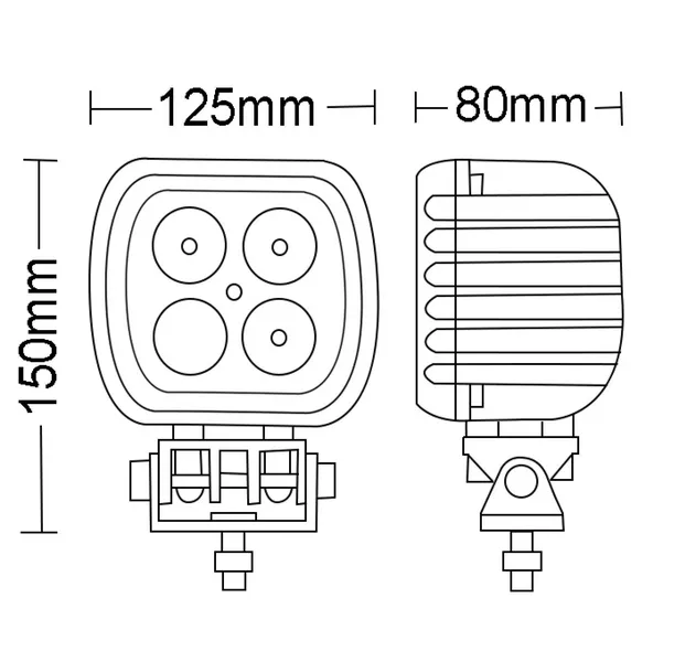 Lampa de lucru LED 48W 4050lm patrata 10/30V 125x90x125mm tip flood 4 LED-uri [4]