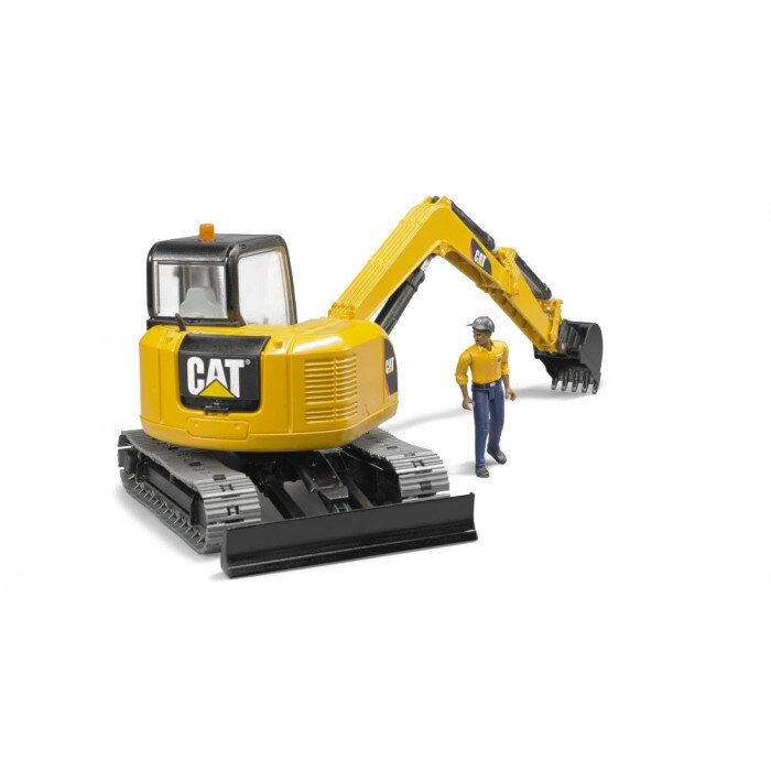 Mini-excavator CAT cu senile si figurina muncitor constructii [4]