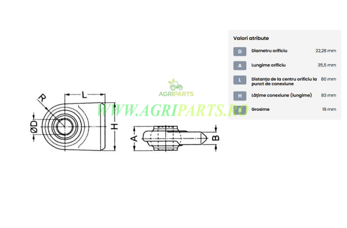 Nuca/capat tirant cu rotula sferica sudabila, orificiu Fi 22,28 mm, categorie 1,[...] [2]
