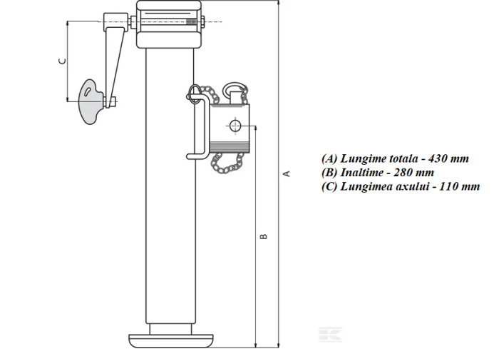 Picior de sprijin extensibil remorca, capacitate maxima 1300 Kg [2]