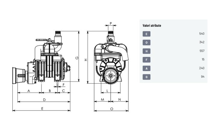 Pompa de vacuum vidanja, standard, Battioni Pagani MEC 3000M 3600 l/min [5]