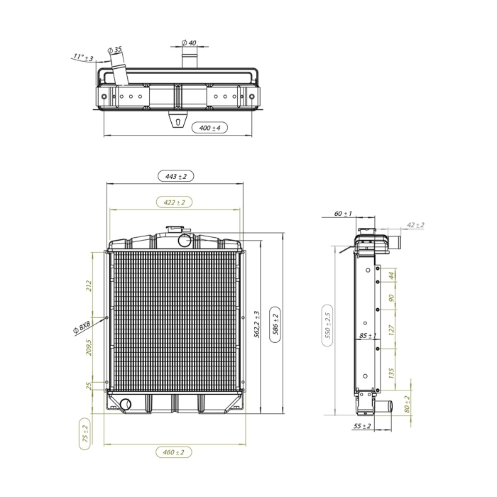 Radiator racirea apa, din cupru cu 4 celule, pentru Fiat 315 415 [5]