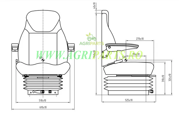 Scaun tractor din material textil, cu suspensie mecanica [3]