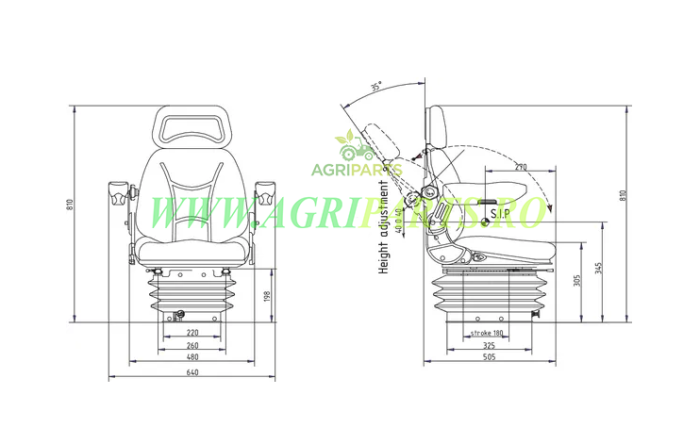 Scaun tractor din material textil cu suspensie pneumatica [3]