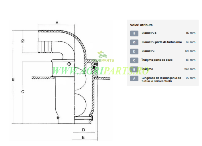 Supapa supraplin 60mm Battioni Pagani, debit aer 3000-5000 l/m, pentru vidanja [2]