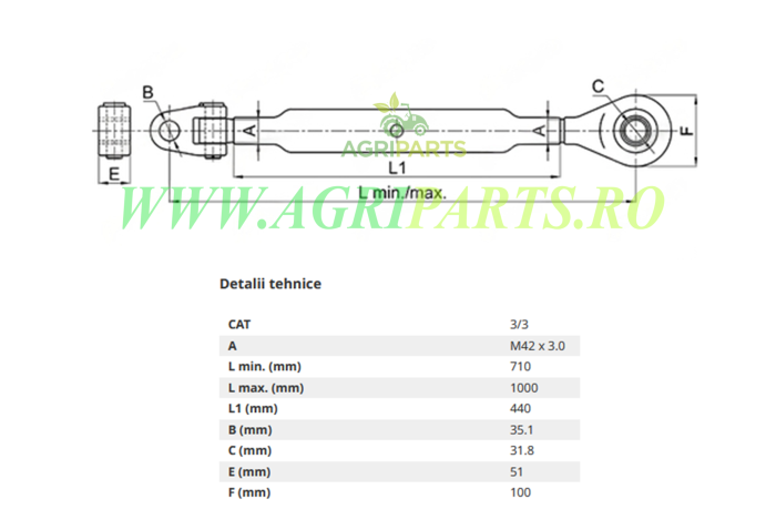 Tirant central cat. 3/3 John Deere seriile 8000, 8010, 8020 - AR247419 [2]