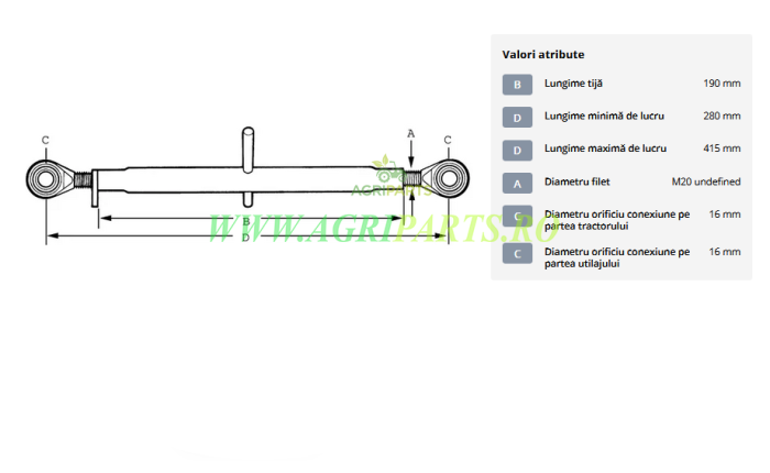 Tirant central standard 190, M20 categoria 0/0 [2]