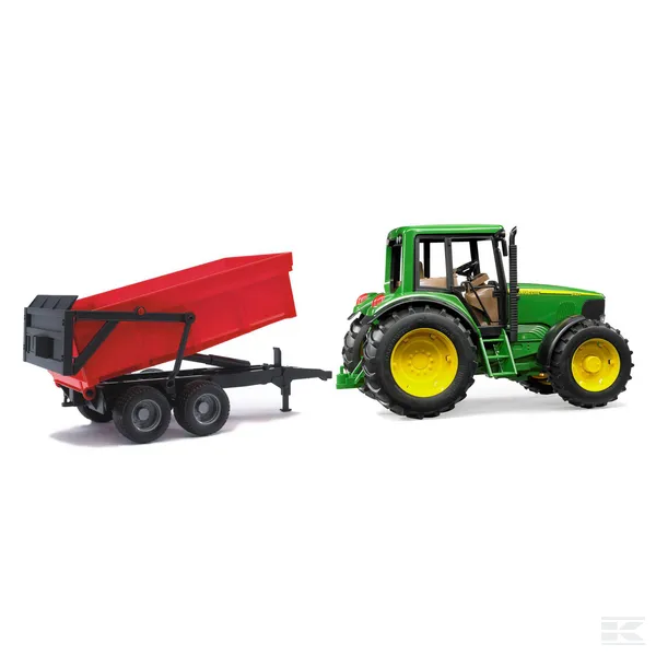Tractor John Deere 6920 cu remorca basculabila rosie [2]